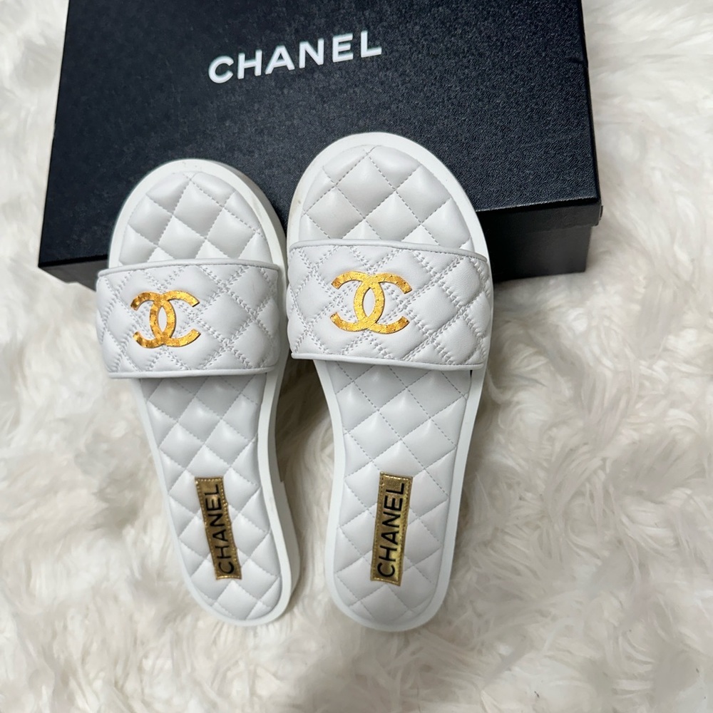 Stylish Chanel slides.